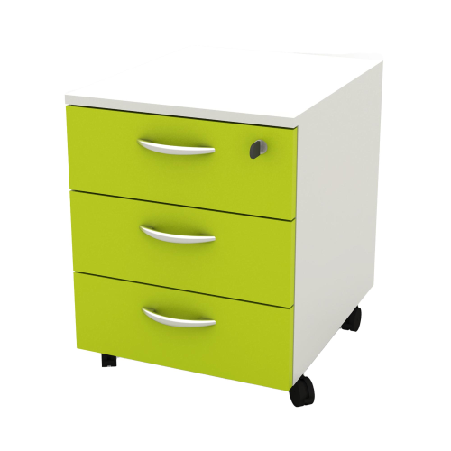 Cassettiera Rainbow - 3 cassetti - con ruote - 41 x 50 x 52,2 cm - bianco/verde